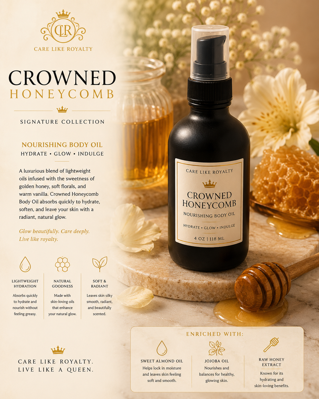 🍯 Crowned Honeycomb Body Oil